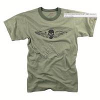 Rothco Vintage Slub Tshirt Skull Wing - Olive - Medium