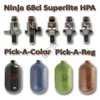Ninja Paintball Super Lite Tank 68ci 4500F Pick a Reg - Pick a Color - 68 ci
