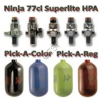 Ninja Paintball Super Lite Tank 77ci 4500F Pick a Reg - Pick a Color - 77 ci
