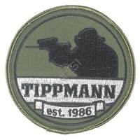 Tippmann 'Tippmann est 1986' Circular Patch with Velcro Backing - Olive, Black and Silver - 3.25 Inch Diameter Circle