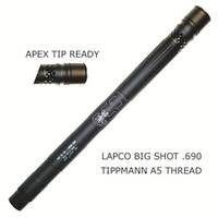 LAPCO Big Shot Barrel with Apex Ready Tip - 12 Inches [Tippmann A5,X7,T68, Cronus] - Dust Black - .690 Inch Inner Diameter
