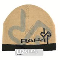 Rap4 Embroidered Beanie - Tan with Black