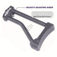 Rap4 Skeleton Buttstock with Rear Velocity Adjuster [Fenix 2004, E99, Electra, VS, Pilot, TL-X, TL-R] - Black